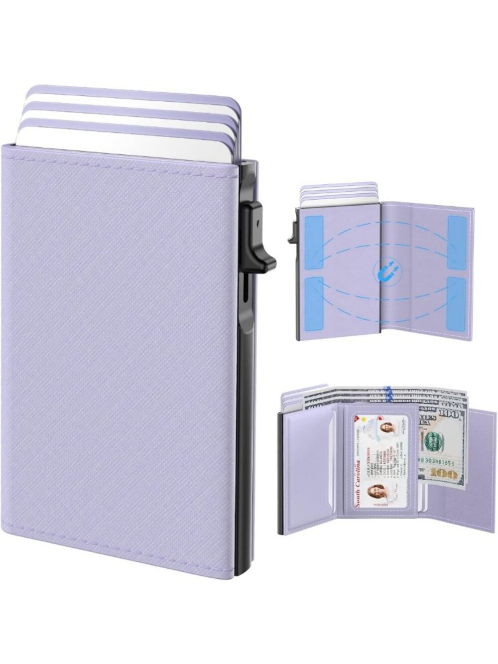 Genuine Leather Women's Wallet - RFID Blocking, Slim Card Holder, ID Window